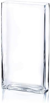 WGV Tall Rectangle Block Vase, Width 6", Length 2", Height 12", Clear Glass Floral Container Wedding Party Event Home Office Decor, 1 Piece by WGVInternational-OpusGlassware