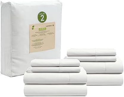 LANE LINEN Full Size Sheet Set 100% Organic Cotton Soft 8pc Percale - White by LaneLinen