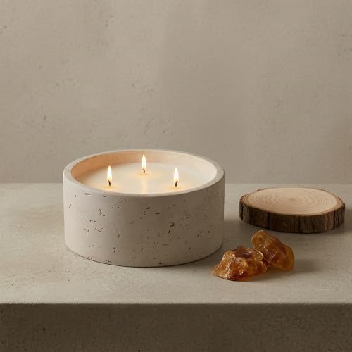3-Wick Scented Candle-Amber & Musk & Vanilla,Soy Coconut Wax Blend Candle with Acacia Wood Lid,21oz Large Candle,45-Hour Long Burning,Aromatherapy Candle for Home Decor - Image 3
