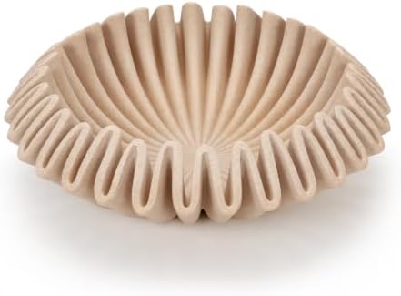 Large Decorative Bowl, 11.8-Inch Faux Travertine Ruffle Bowl by Unknown