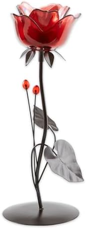 Zingz & Thingz Beauty in The Petals Collection Floral Tealight Candle Holder, 5x4.125x12.5, Romantic Rose by ZingzThingz