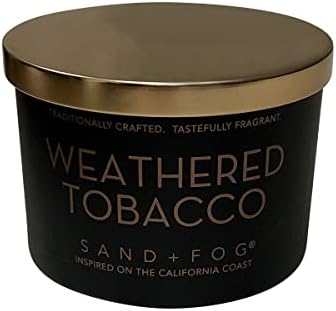 Sand + Fog Scented Candle - Weathered Tobacco – Additional Scents and Sizes – 100% Cotton Lead-Free Wick - Luxury Air Freshening Jar Candles - Perfect Home Decor – 12oz by SandFogHome