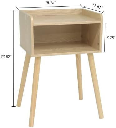 MaxSmeo Nightstand, Mid Century Side Table Bedroom with Storage - Image 3