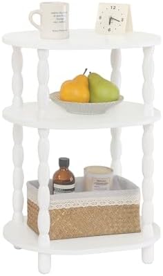 MaxSmeo White Side Table, 3-Tier Small Oval End Table, Modern Night Stand Wood Accent Table for Living Room, Bedroom, White by MaxSmeo