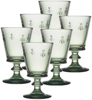 La Rochere Napoleon Bee Green Stemmed Wine Glasses Set of 6 – Vintage French Glassware with Stable Base – Elegant, Durable Glasses for Confident Hosting and European-Style Tables (8 oz) by LaRoch%C3%A8re