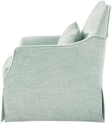 Martha Stewart 360° Mint Swivel Chair, Modern Classic Skirted Armchair with Soft Removable Seat Cushions and Lumbar Pillow, Rust Resistant Metal Swivel Base, for Living Room, Bedroom - Image 7