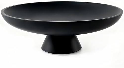 YMXYJM Modern Pedestal Decorative Bowl, Large Resin Fruit Bowl, Black by YMXYJM