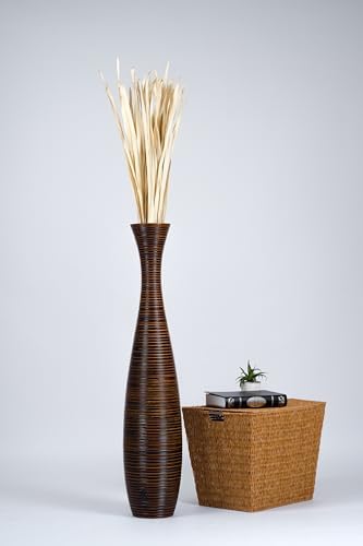 Leewadee Large Floor Vase 41 inches Mango Wood for Pampas Grass, Dried Flowers - Image 7