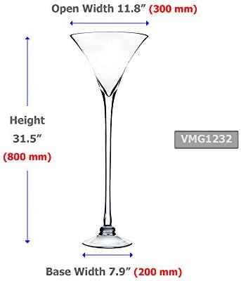 WGV Large Martini Glass Vase, Open 12", Height 31.5", Base 8", (Multiple Sizes Choices) Clear Wine Fruit Planter Floral Container, Wedding Centerpieces, Event Home Decor, 1 Piece (VMG1232) - Image 2