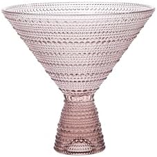 Fortessa Jupiter Beaded Hobnail Glass, 11.5 Ounce Martini (Set of 4), Pink by Unknown