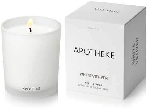 Apotheke Signature Scented Candles for Home, White Vetiver - 10.5 Oz by Apotheke