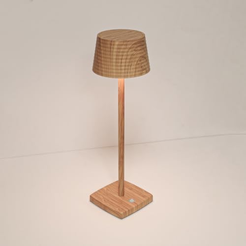 Cordless Rechargeable LED Table Lamp Set of 2, Wood Grain - Image 5
