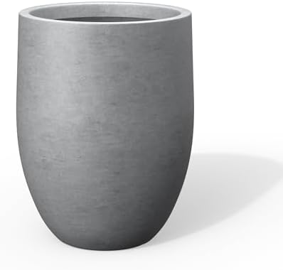 Kante Large Round Bullet Pale Gray Concrete Planter 21.7" Tall, Outdoor by Unknown
