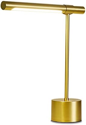 Bling All-Brass Mid Century Desk Lamp - Modern Gold Bankers Shade - 18-in LED Light - Adjustable Table Lamp for Study, Bedside Reading - Polished Brass by 12vmonster