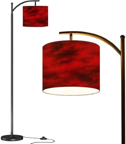 Arc Floor Lamp Black red Abstract Toned Fiery Effect Copy Space for Modern Tall Standing Lamp Dimmable with Remote Adjustable Drum Shade Footswitch for Living Room Bedroom Office by Unknown