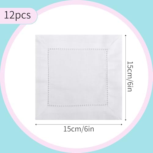 12pcs Linen Cocktail Napkins, Reusable Cloth Fabric Serviettes Napkins - Image 2