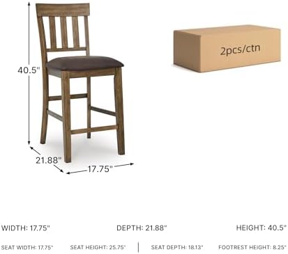 Signature Design by Ashley Wood Counter Height Bar Stools, Set of 2, Brown - Image 3