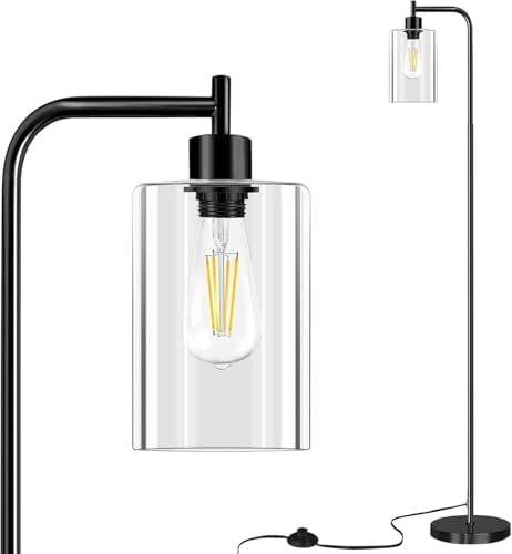 Floor Lamps for Living Room with One Bulb, Sturdy Glass Shade, Foot Switch by Maichixin