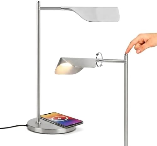 Brightech Leaf LED Table lamp, Pharmacy LED Desk Lamp for Living Rooms & Offices, Adjustable Standing Lamp for Bedroom Reading, Task Lamp for Sewing & Craftwork - Nickel - Image 3