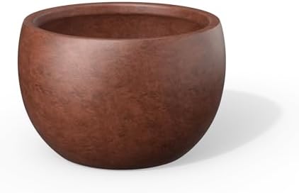 Kante Accent Round Bowl Rusty Concrete Planter 15.7" Dia, Outdoor by Unknown