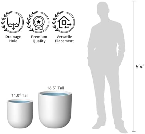 Kante Large Round Capsule White Concrete Planter 16.5" Dia, Outdoor - Image 7