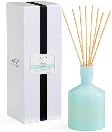 LAFCO New York Classic Reed Diffuser, Marine - 6 oz - Up to 3 Months Fragrance Life - Reusable Glass Vessel - Natural Wood Reeds - Made in the USA by Unknown