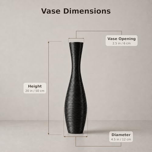 Leewadee Large Floor Vase 20 inches Polyresin for Pampas Grass, Dried Flowers - Image 4