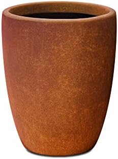 Kante 18.1" H Tall Round Concrete Planter for Outdoor Indoor, Modern Decorative Plant Pots with Drainage Hole & Rubber Plug for Home & Garden Iron Oxide by Unknown