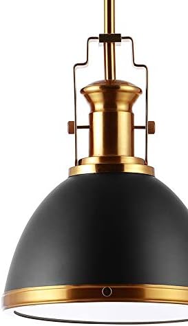 JONATHAN Y Homer Industrial Dome Pendant 10", Black/Brass Gold - Image 5
