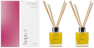 Doctor Aromas Premium Reed Diffuser Diffuser Glass Jar Set Elegant Scent for Home, Room or Bathroom and Fresh Air Scent Lasting Home Fragrance Over 90 Days (Pack of 2, Hope) by DOCTORAROMAS