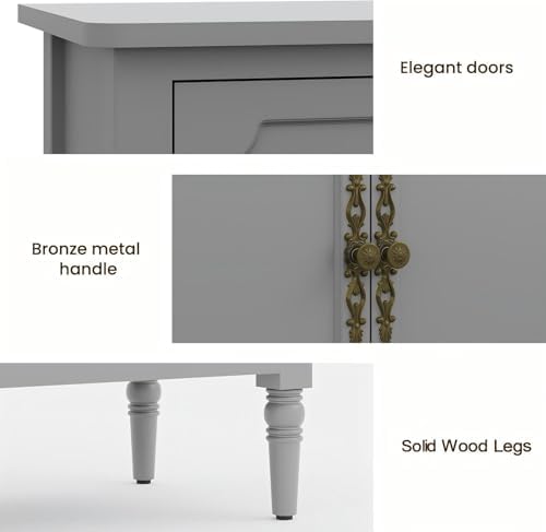 RoyalCraft Buffet Cabinet with Storage, 59" Vintage Sideboard with Adjustable Shelves, Mid Century Modern Painted Credenza Coffee Bar for Kitchen, Dining Room, Entryway, Living Room, Dove Gray - Image 6