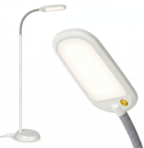 Brightech Litespan LED 2nd Edition Reading Floor Lamp with Cool, Soft & Warm White LED's - Built-in Dimmer - Adjustable Design Pivots in Any Direction - Energy Saving 12 Watts - Alpine White by Brightech