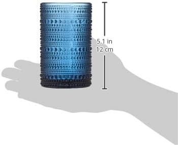 FORTESSA Jupiter Beaded Hobnail Glass Vintage Themed Drinkware Set, 13 Ounce Iced Beverage Glasses (Set of 6), Dishwasher-Safe, Cornflower Blue - Image 3