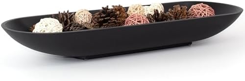 Long Decorative Bowl for Centerpiece, Dough Bowl for home decor 18" Black by LINCHUAN