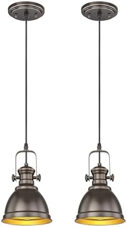 2-Pack Oil Rubbed Bronze Pendant Light Kitchen Island, Metal Shade by Audickic
