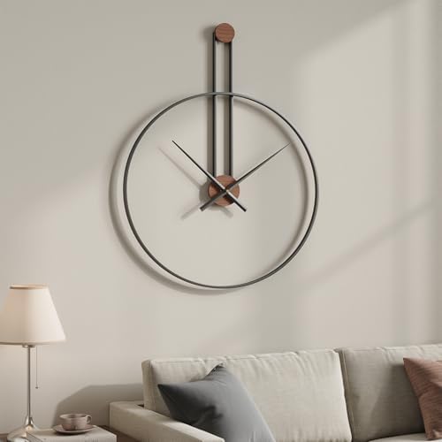 Cuspin 24 Inch Large Wall Clock, Modern Black Metal Clocks for Living Room by Cuspin