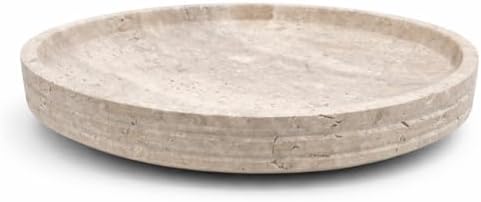 Crafters Stone Decorative Bowl Round Catchall Tray – Handmade Natural Stone Bowl (10”) – Storage Bowl/Decorative Bowl Modern Tray for Entryway Keys, Jewelry, Vanity, Coffee Table Decor (Beigge) - Image 4