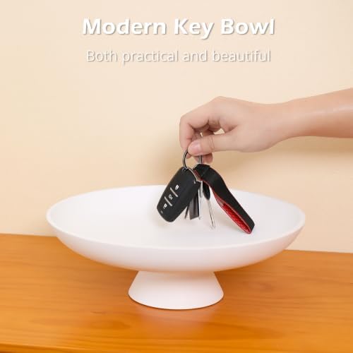Large Fruit Bowl for Kitchen Counter, Concrete Decorative Bowls for Home Decor, Modern Key Bowl for Entryway Table (White) - Image 4