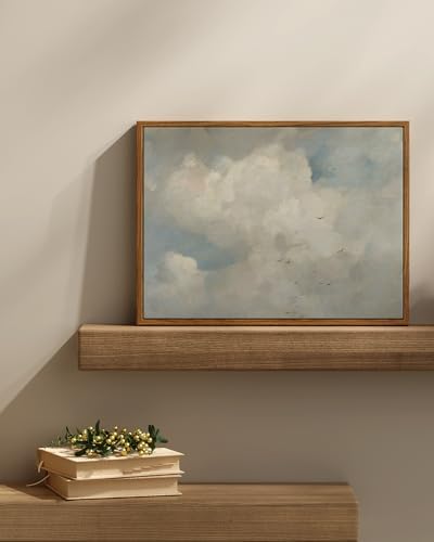 InSimSea Framed Canvas Wall Art Vintage Decor, Home Decor Classical Oil Paintings Sky Cloud Bird Canvas Prints,Retro Landscape Wall Art for Bedroom Living Room Bathroom, 12"x16" - Image 2