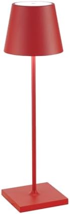 Zafferano, Poldina Pro Lamp, Rechargeable Cordless Table Lamp with Touch Controls, Suitable for Indoor and Outdoor, Dimmer, 2200-3000 K, Height 14.9 Inches, Red Color by ZafferanoLightingTableware