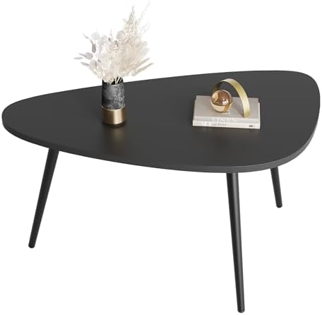 WLIVE Oval Coffee Tables, Modern Coffee Table for Living Room, Coffe Table for Small Space Home Office, Easy Assembly, 33.5" W x 18.9" D x 18.7" H (Black) by WLIVE