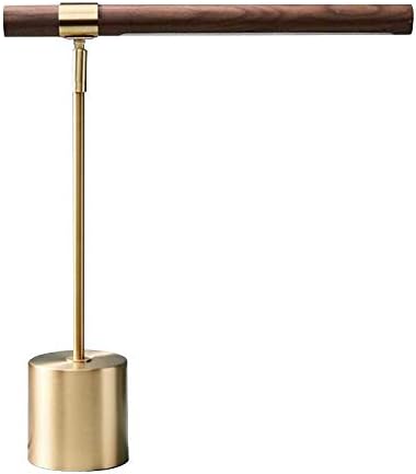 Modern Banker Slim Table Lamp - LED Desk Light - Wood Brass Lamp - Adjustable Table Lamp - Mid Century Desk Lamp for Home, Bedside, Office - Steampunk MCM Mid Modern Century by 12vmonster
