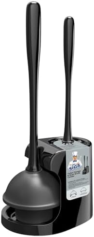 MR.SIGA Toilet Plunger and Bowl Brush Combo for Bathroom Cleaning, Black by MRSIGA