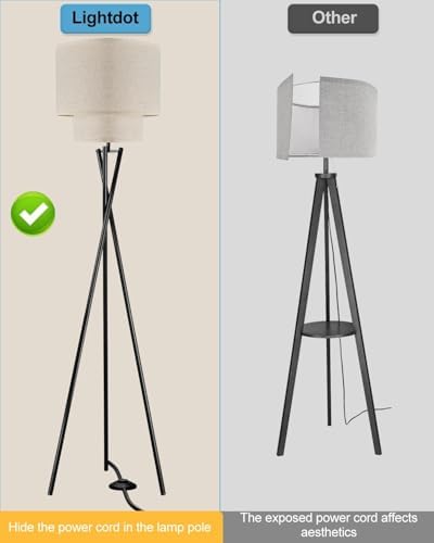 Lightdot Black Tripod Floor Lamp, Modern Floor Lamps for Living Room, Standing Lamp with Dual Drum, E26 Bulb Included, 67.7" Tall Floor Lamp for Bedroom, Home Office - Image 6