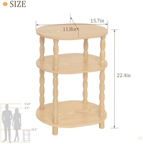MaxSmeo End Table, Small Oval Side Table for Small Spaces, Modern Night Stand Accent Table for Living Room, Bedroom, Natural - Image 3