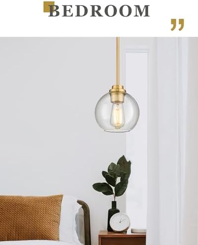 3-Pack Pendant Lights Kitchen Island, Gold Hanging Lights Fixtures with Clear Glass Globe Shade, Brass Kitchen Island Lighting for Dining Room, AD-22280-1P3-GD - Image 5