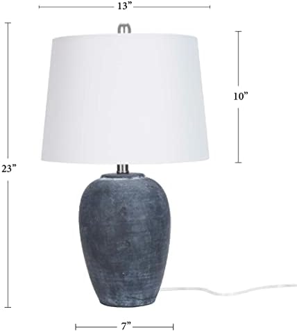 Nourison Home 23" Black Vintage Distressed Ceramic Pot Table Lamp for Bedroom, Living Room, End Table, with White Tapered Drum Shade - Image 3