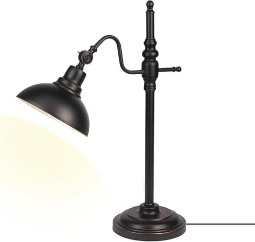 Black Farmhouse Desk Lamp, Industrial Metal Eye-Caring Table Lamp,Vintage Desk Lamp for Home Office Living Room Dorm by JCPYIUL