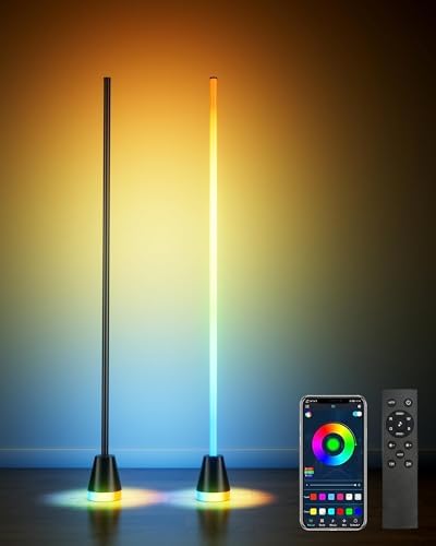 2 Pack Corner Floor Lamp, Smart RGB LED Corner Lamp with App and Remote Control, 172 LED Lighting and 16 Million Colors Changing Standing Lamps with Music Sync for Living Room, Bedroom, Gaming Room by CCACC