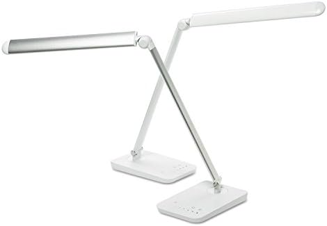Safco 1001SL Vamp LED Modern ABS Desk Lamp with USB Port and Dimmer Switch, Silver by SafcoProducts